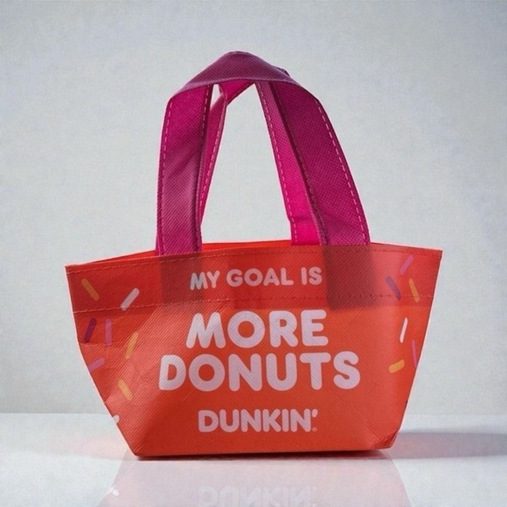 Dunkin Donuts Mini Reusableโ Mini Tote Bag Orange Pink Foodie Snack Bag Pop Art